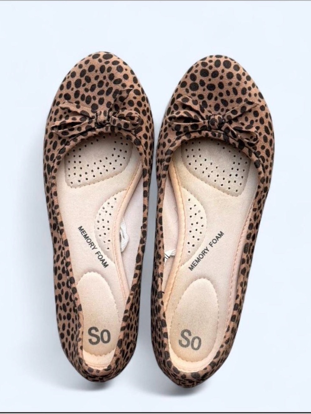 SO Leopard Print Ballet Flats in Brown and Black